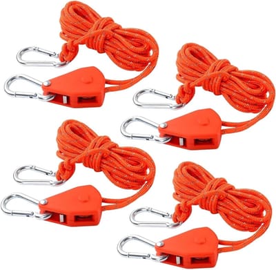 4 mm Reflecterende Tentlijnen met Spanner, 4 Stuks, Verstelbare Touwratel, Ideaal voor Kamperen en Zeilen