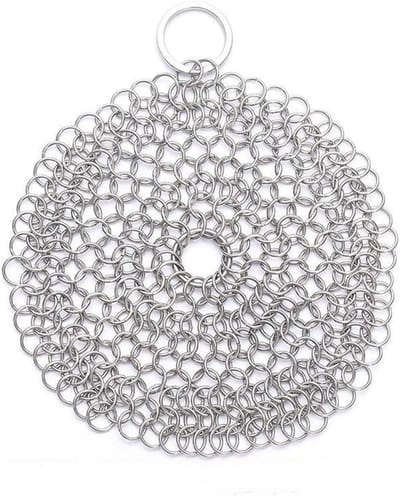 Gietijzer Reiniger - Ketting Reiniger - Kookgerei Schoonmaken - Roestvrij Staal 316 - 31cm Diameter