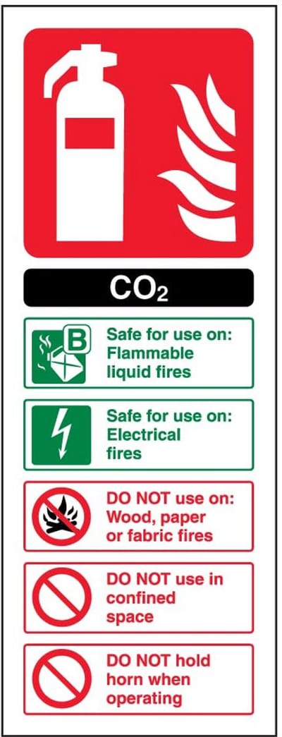 Brandblusser Schild CO2 ID - Veiligheidsborden voor Brandbestrijding - 100 mm x 280 mm