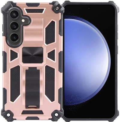 Voor Samsung Galaxy S24+ 5G Armor schokbestendig TPU + PC magnetische telefoonhoes met houder (rosé goud)