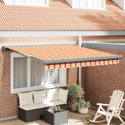 vidaXL - Uitschuifbare - luifel - Geel - en - Wit - met - Antraciet - Frame