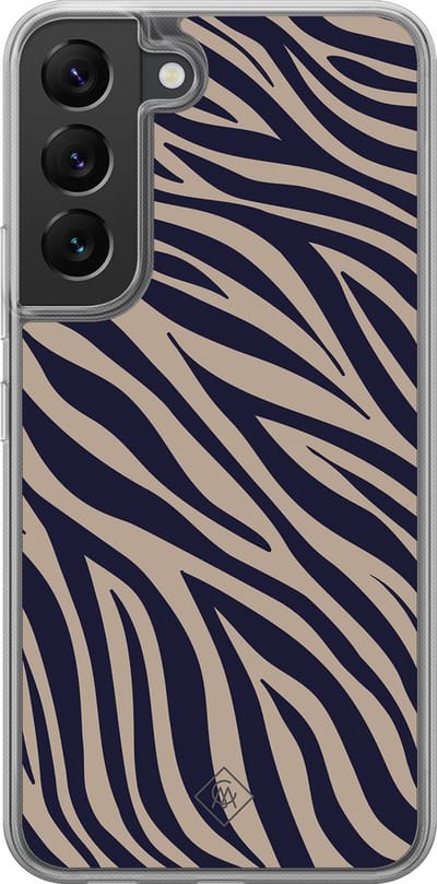 Casimoda® hoesje - Geschikt voor Samsung Galaxy S22 - Wavy Twist - 2-in-1 case - Schokbestendig - Natuur - Verhoogde randen - Blauw, Transparant