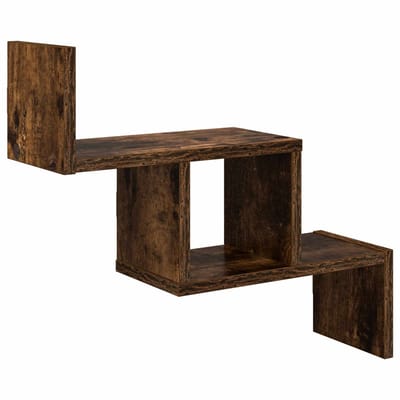 vidaXL - Wandplank - Gerookt - eiken - 48 - x - 15 - x - 42 - cm - Bewerkt - hout