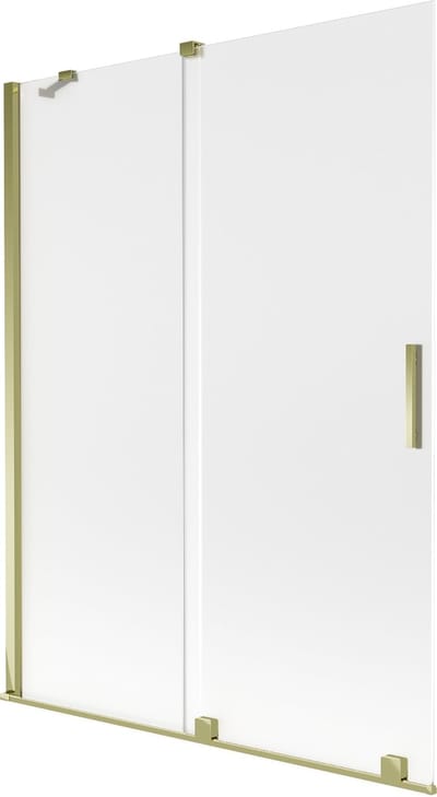 Mexen Velar badwand 2-vleugelig schuifbaar 130 x 150 cm, ijsbloem, goud - 896-130-000-31-50
