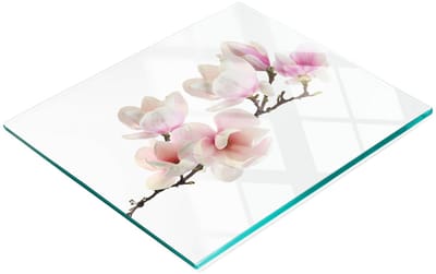 Decoratieve glazen snijplank met magnolia-afbeeldingen, 60x52 cm
