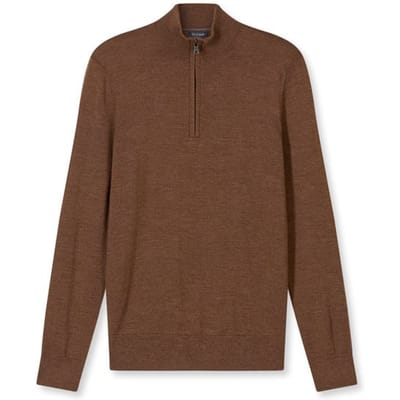 OLYMP modern fit half zip trui wol - korte rits - bruin