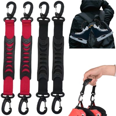 4 stuks - Buitenschoenhaken - draagbare draagriemen voor rolschaatsen - schoenlifters - Skischoen Draagriem - Rolschaats Draagband - comfortabele handgrepen - Winter- en ski-accessoires - Zwart en rood - 2,5 x 30 cm