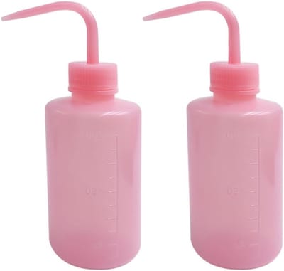 Set van 2 Roze Veiligheidswasflessen - Plastic Knijpfles met Deksel, 250ML, Geen Gemor, Ideaal voor Water geven en Schoonmaken met Schaallabels