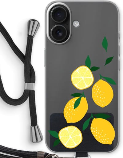 Case Company® - Hoesje met koord geschikt voor iPhone 16 hoesje met Koord - You're my lemon - Telefoonhoesje met Zwart Koord - Bescherming aan alle Kanten en Over de Schermrand