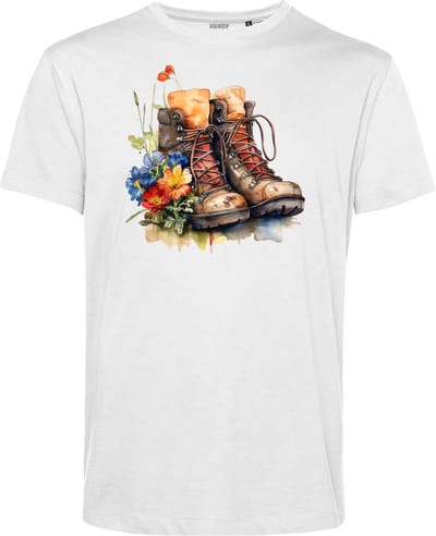 T-shirt Vierdaagse wandelschoenen | Vierdaagse shirt | Wandelvierdaagse Nijmegen | Roze woensdag | Wit | maat XS