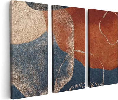 Artaza Canvas Schilderij Drieluik Abstracte Kunst van Cirkels - 120x80 cm - Wanddecoratie Woonkamer - Schilderijen - Muurdecoratie