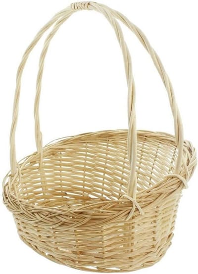 Strijkmand dubbele beugel - Mand voor strijkgoed - Strijkgoed sorteren - Gevlochten wilgentenen - 39 x 32 x 20 cm