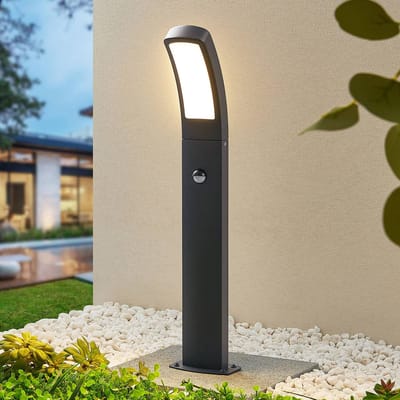 Lindby LED sokkellamp Moshe, 60 cm, antraciet, sensor