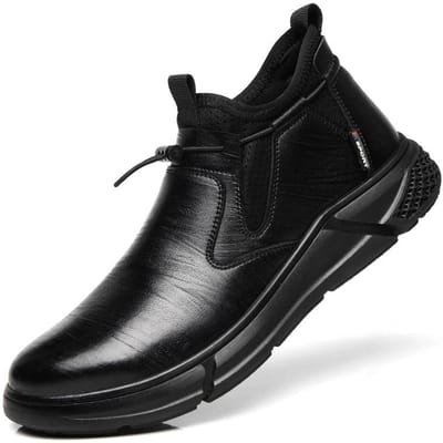 Chaussures de travail neuves en cuir noir pour hommes, baskets de sécurité à embout en acier indestructible, anti-écrasement et anti-perçage, chaussures pour hommes 40 noir