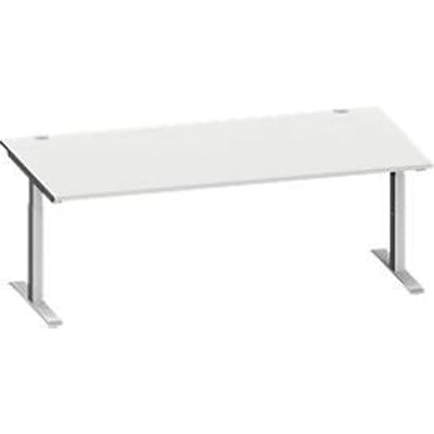 Schäfer Shop Genius bureau MODENA FLEX, rechthoekig, T-poot rechthoekige buis, B 2000 x D 1000 x H 650-850 mm, lichtgrijs/wit aluminium