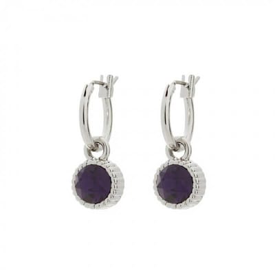 Biba Hang Oorbellen Zilver met Swarovski Steentje Purple Velvet