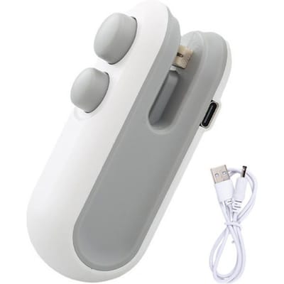 Mini Zaksealer met Snijder Magnetisch USB Oplaadbaar Snacks Voedsel Vacuümzak Hitte Sealer Machine Resealer Opener Keukengadget wit