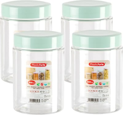 PlasticForte Voorraadpot/bewaarpot - 4x - 800 ml - kunststof - mint groen- B10 x H15 cm