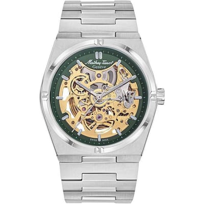 Mathey-Tissot Zeus Skeleton Roestvrij Staal Groene Wijzerplaat Automatisch H118CFAV Herenhorloge groen