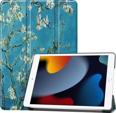 Hoesje - Geschikt voor Apple iPad 9 (2021) - 10.2 inch - 9e Generatie - Dun & Stevig - Hardcover Book Case - Trifold Bookcase Hoes - Hard Cover - Tablethoes - Bloesem