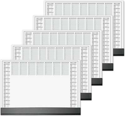 Set van 5 papieren schrijfonderleggers met 2- en 3-jaarkalender - Extra groot A2 formaat met veel ruimte voor notities