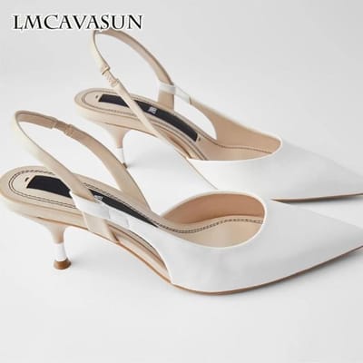 Fijne Hak Hak Sandalen Puntige Neus Mesh Slingback Sandalen Voor Dames Feestschoenen Schoenen Elegante Pumps Schoenen 35 beige