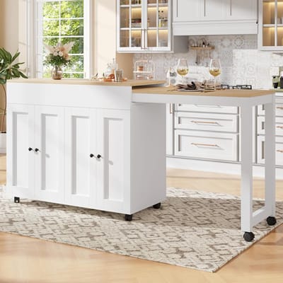 Uittrekbare Bartafel - Statafel Bistrotafel - Eetkamer Woonkamer - Met Opbergruimte Schuifbaar - 117-180 x 50 x 946cm - Wit