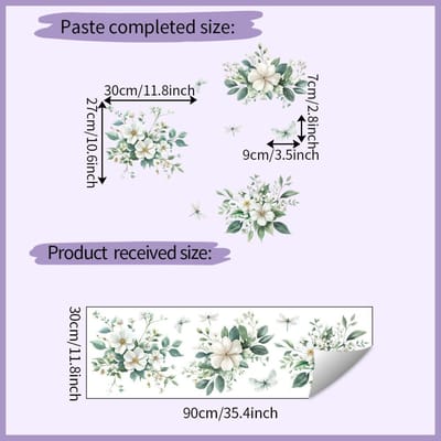 Elegante Witte Bloemen en Vlinder Muurstickers Zelfklevend, Verwijderbaar PVC Stickers voor Slaapkamer, Woonkamer, Hal, en Studentenkamer Decor gray
