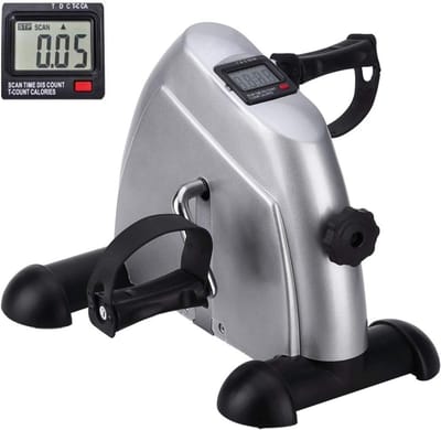 Mini Hometrainer - Pedaal Fiets - Revalidatie Oefeningen - LCD Display - Compact - Zilver