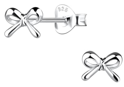 Joy|S - Zilveren strikje oorbellen - 6 x 4 mm - gepolijst - strik oorknoppen