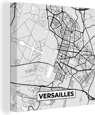 Canvas Schilderij Plattegrond - Kaart - Stadskaart - Frankrijk - Versailles - 20x20 cm - Wanddecoratie