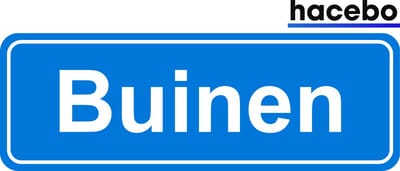 Hacebo - Plaatsnaam Sticker - 29x10 CM - Buinen sticker - Verkeersborden sticker - grappige cadeaus - Buinen