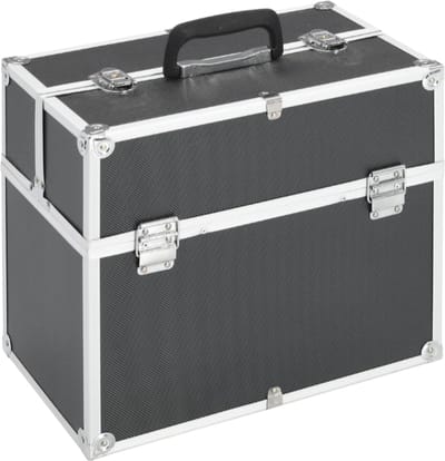 Make-up koffer 37x24x35 cm aluminium zwart