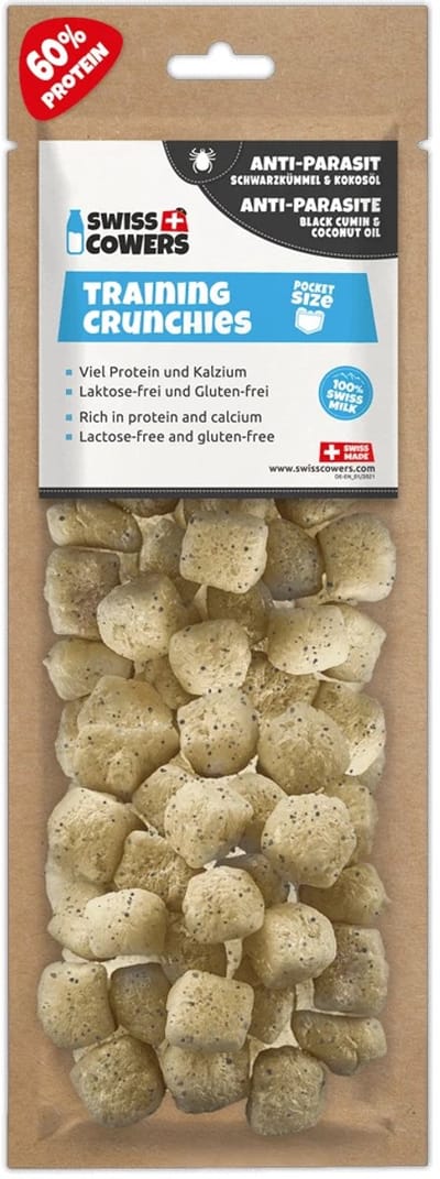 SwissCowers® Cheese Crunchies Training Anti-Parasite - 30 beloningen - Hondensnack - Hypoallergeen - Lactosevrij - Glutenvrij - Kaas Snack