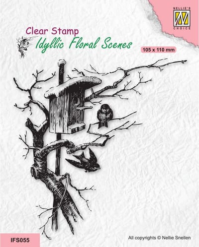 Nellie Snellen Idyllic Floral Scenes Clear Stempel Nesting Box with Birds