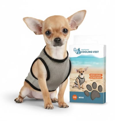 Coolpets Koelvest Hond XS - Verkoeling Hond - Coolvest - Verkoelende Jas - Ruglengte 20 cm - Cooling Vest - Beige