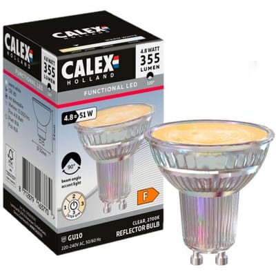Calex GU10 LED Reflectorlamp - 3-Staps Dimbaar - 355 Lumen - 4.8W - 2200K-2700K - Glas