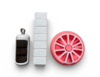 TravelBuddy Reisset – 3-in-1 Pillendoos Set voor Onderweg | Medicijndoos + 7-Daagse Weekpillendoos + Tablettenhouder | Vliegvakantie, Weekend & Dagtrip | Vitamines & Supplementen