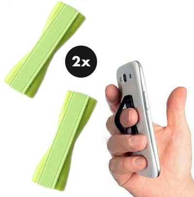 Actie4you® - Smartphone Anti-slip greep - Universele ring vinger telefoon houder - Vingergreep - Vingerhouder - Elastische Band - Zelfklevende Vingerhouder – Geel - 2 Stuks