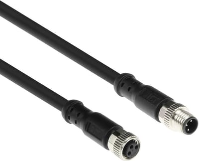 ACT Industrial 1,50 meter Sensor kabel, M8A 3-polig male naar M8A 3-polig female, TPE Ultraflex Xtreme kabel, afgeschermd