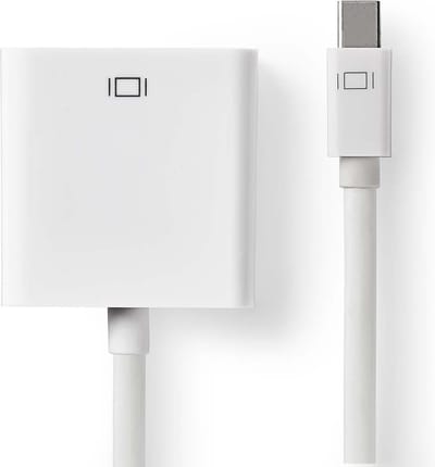 Nedis Mini DisplayPort-Kabel - DisplayPort 1.2 - Mini-DisplayPort Male - VGA Female 15p - 21.6 Gbps - Vernikkeld - 0.20 m - Rond - PVC - Wit - Polybag