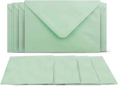 75 Mintgroene Blanco Vouwkaarten en Enveloppen Set DIN A6 voor Uitnodigingen en Wenskaarten