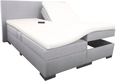 Elektrische Boxspring Milano - 140x200 cm - Heerlijke HR50 koudschuim topper - Kleur: lichtgrijs