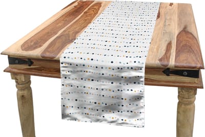 ABAKUHAUS Abstracte Geometrie Tafelloper, Minimale Puntkunst, Eetkamerkeuken Rechthoekige Decoratieve Tafelloper, 40 x 180 cm, Meerkleurig wit
