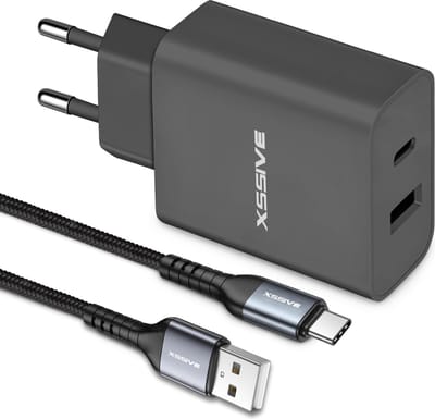 20W USB C Power Adapter met USB-A en USB-C Poorten - Incl. USB-C Kabel met Auto Disconnect - Veilige Snellader met USB naar USB-C Oplader Kabel