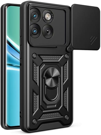 Coverup Hoesje - Geschikt voor Motorola Edge 70 Hoesje - Coverup Armor Ring Kickstand Back Cover met Camera Shield - Zwart
