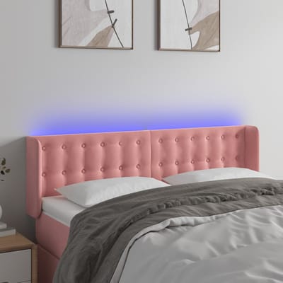 vidaXL - Hoofdbord - LED - 147x16x78/88 - cm - fluweel - roze