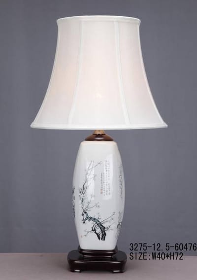 Fine Asianliving Chinese Tafellamp Porselein Witte Bloesemtakken D40xH72cm