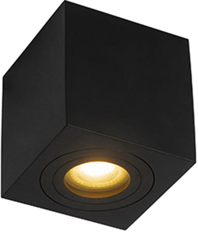 QAZQA capa - Moderne Plafondspot | Spotje | Opbouwspot voor badkamer - 1 lichts - L 90 mm - Zwart -