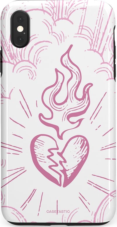 Casetastic Hoesje Geschikt voor Apple iPhone Xs Max - Stijlvolle Beschermende Duo-layer Case - Roze Liefdesvlam